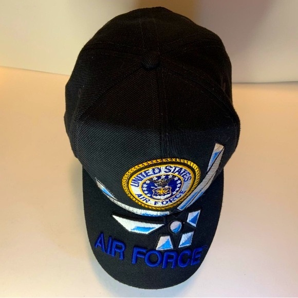 Two US Air Force Hat Adult Embroidered Adjustable Hoop & Loop Strap Baseball Cap - Picture 7 of 9